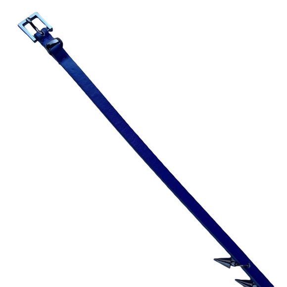 Silvian Heach Women's Royal Blue Skinny Belt Мetal Spikes Size S Waist 32- 36 in - Picture 3 of 11